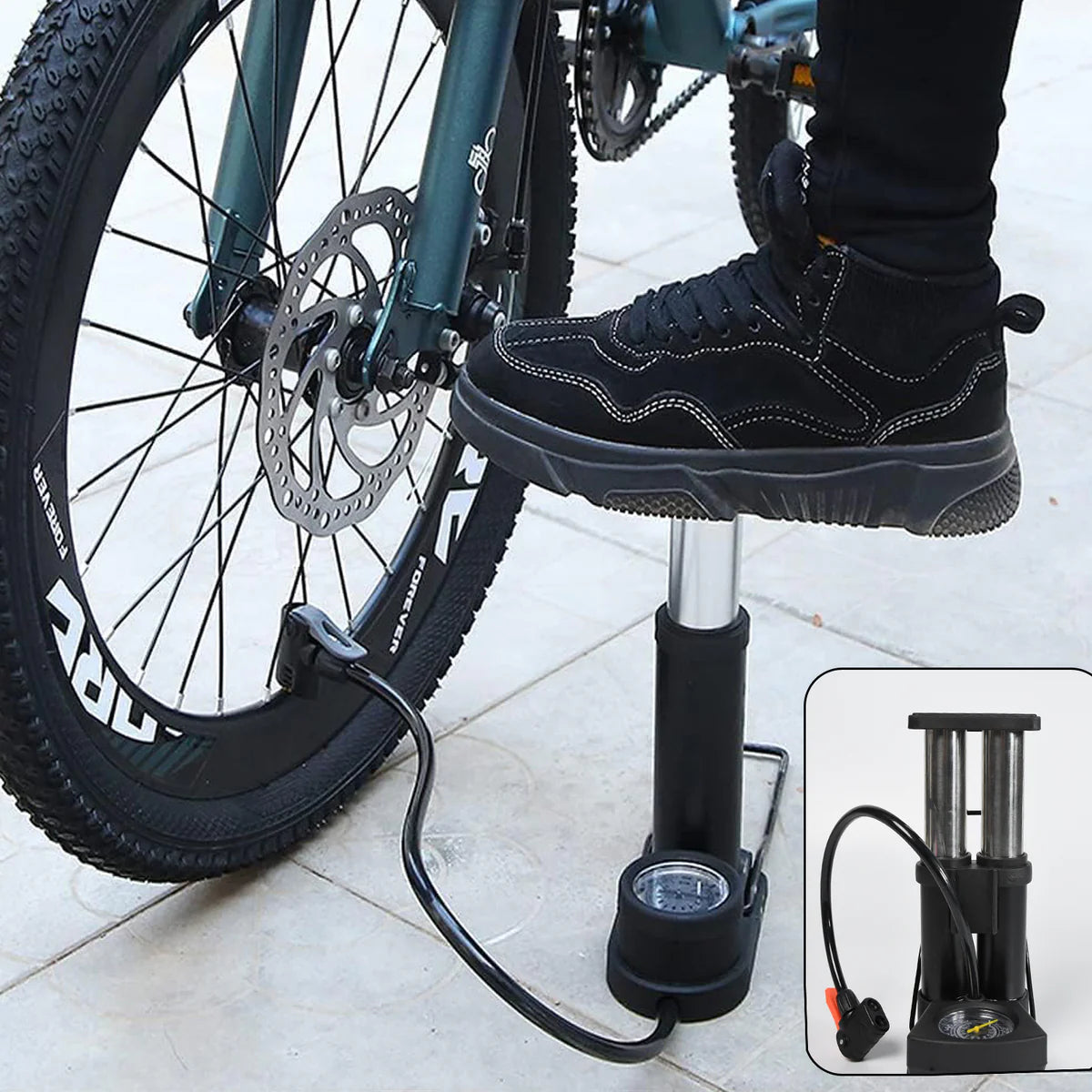 Portable Mini Bike Pumpcycle Pump Foot Activated With Gauge Floor Bicycle Pump Cycle Pump